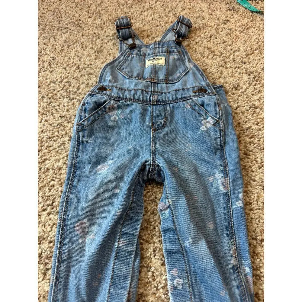 OshKosh B'gosh Overalls, size 6-9 Mos; floral print; Blue & Pink